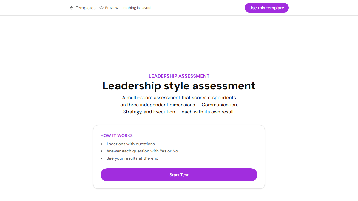 Leadership Style Assessment Template