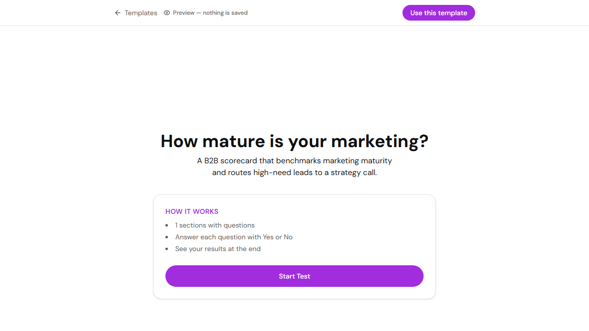 Marketing Maturity Assessment Template